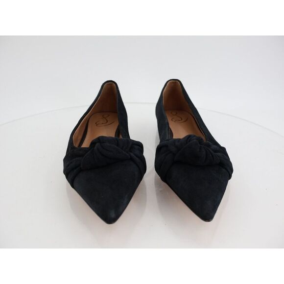 Sam Edelman Wheaton Ballet Flats Women 9.5 Black Suede Pointed Bow Slip On Comfy - Picture 2 of 10